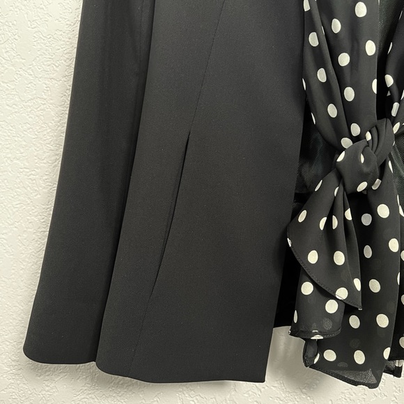 Zara Basic Blazer Black White Polka dots Scarf Business Casual Modern Jacket - Picture 8 of 10